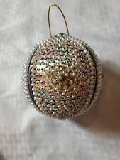 Vintage Large Ornate Push Pin Beaded Satin  Christmas Ornaments Stars Jewels picture