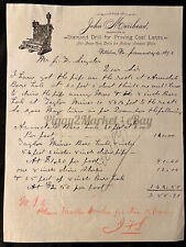 Vtg 1892 JOHN MUIRHEAD Diamond Drill for Coal Lands MINING Letter Pittston PA picture