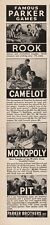 1944 Parker Brothers board card games Rook Camelot Monopoly Pit vintage print ad picture