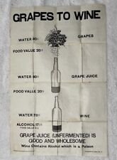 1912 Original Grapes To Wine Temperance Poster Prohibition Federation of Canada picture