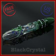8.25 in Handmade Green Lizard Steam Roller Tobacco Smoking Bowl Glass Pipes picture