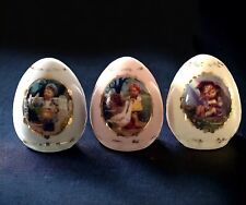 Set of 3 MI Hummel Porcelain Easter Eggs 1993 Blue Pink Yellow picture