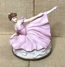 Vintage 1992 Schmid Porcelain Ballerina Rotating Music Box Dancer In Pink Dress picture