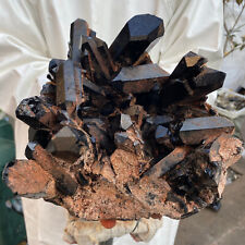 11.1lb Large Natural Black Smoky Quartz Crystal Cluster Raw Mineral Specimen picture