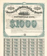 Houston and Great Northern Railroad Co. of Texas - $1,000 8% Railway Bond - Rail picture