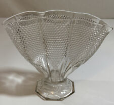 Vtg L.E. SMITH GLASS -1000 Clear- Fan Vase Hobnail Ruffled Clear 1940-58 VGC picture