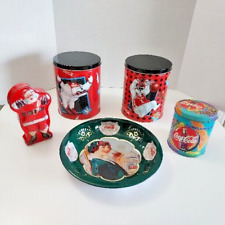 Lot Of 5 Coca Cola Cookie/Popcorn/Candy Tins & Serving Tray Collectible picture