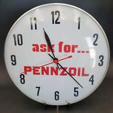 Vintage “ask for…PENNZOIL” 12 in. Electric Wall Clock ~ Works, Hums - See Video picture