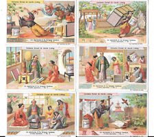 6x LIEBIG TRADE CARDS, THE SPARROW WITH THE SPLIT TONGUE 1901 (S677 French). picture