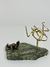24k Gold Desktop Sculpture Quirky Art Alligator Paperweight Unusual Granite picture