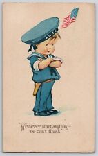 Tough USA Sailor Boy by Charles Twelvetrees WW1 WWI Patriotic Postcard 1917 Flag picture