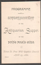 1886 programme entertainment card George & Martha Washington Essex St Free Will picture