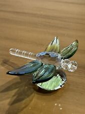 Oleg Cassini Green Crystal Iridescent Dragonfly Paperweight Sun Catcher Signed picture