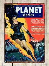 outside metal wall art Planet Stories 1951 cover art metal tin sign picture