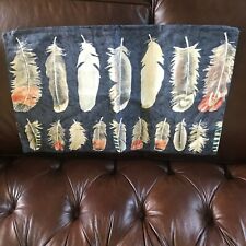 Gently Used Ikea Maylinn Blue 50% Cotton Ramie w Bird Feathers Throw Pillow Cove picture