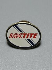 Vintage LOCTITE Pin oval white w/blue stripe on Gold Tone Lapel Pin w/backing #2 picture