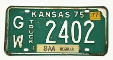 1975 Kansas Truck License Plate GW-2402 Green & White Truck Tag Garage picture
