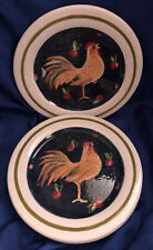 Ceramic Rooster 3 Plates Dark Blue Background Apples Dishwasher Microwave Safe picture
