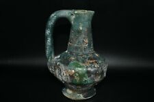 Authentic Large Ancient Islamic Turquoise Glazed Ceramic Jug C. 13th - 14th AD picture