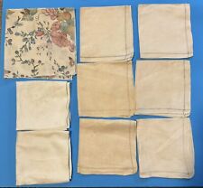 Lot Of 9 Vintage Cloth Napkin Linen Embroidered picture