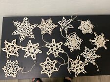 LOT OF 13 Vintage Handmade Starched Crocheted Snowflakes Holiday Ornaments * picture