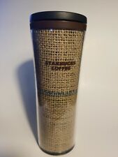 Starbucks Coffee Travel Tumbler Mug Cup Burlap Hot Cold Iced 2010 16oz Screw Lid picture