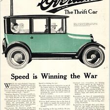 1918 WWI Willys-Overland Thrift Car Full Page Color Print Ad Winning War 1J picture