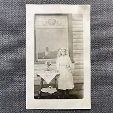 Vintage Postcard Rppc Girl First Communion Photographer in Reflection Outside picture