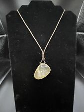 Kenneth Cole  Beautiful Natural Citrine Stone Pendant Necklace W/ 18” Leather picture