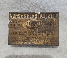 Old Herbal Medicine Tin Brown Herb Tablets Brown Herb Co NY Family Remedy Nerves picture