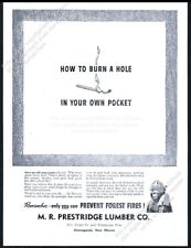 1957 Smokey Bear art Prevent Forest Fires Prestridge Lumber NM vintage print ad picture