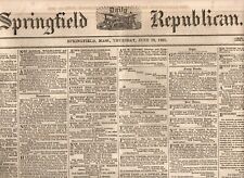 ANTIQUE NEWSPAPER Springfield Republican MA June 20 1861 CIVIL WAR STORIES 4 PGS picture