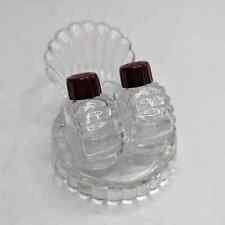 Vintage Salt and Pepper Shaker Set Art Deco Clear Glass Clam picture
