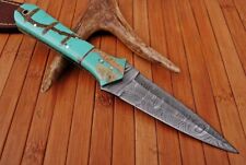 handmade Damascus steel hunting dagger fixed blade boot knife picture