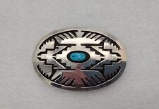 Vtg Native American Handmade Overlay Sterling Silver Turquoise Belt Buckle 49g picture
