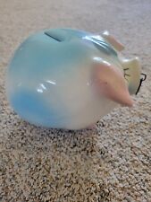 Vintage Antique 1957 Hull Pottery Pink And Blue Corky Pig Bank picture