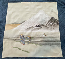 Vintage 1970’s Japanese Furoshiki Wrapping Cloth 27x28” Mount Fuji picture