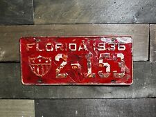 VINTAGE 1936 FLORIDA TAG ARMY LICENSE PLATE #2-153 picture
