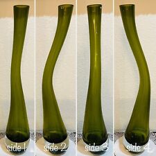 Krosno Art Glass Olive Green Free Form Bud Vase 23