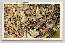 Aerial View Downtown Toronto Canada WB Postcard PM Cancel WOB Note Valentines 3c picture