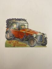 Antique Valentine German Auto Car Forget Me Not Card Standee 1900s picture
