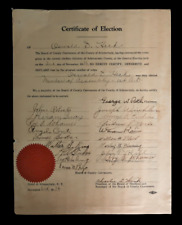 Vtg 1936 Oswald Heck Election Certificate Ephemera NY Assembly Schenectady OOAK picture