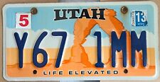 Utah License Plate Arch-Life  Elevated Random Letters / Numbers Exp Over 3 Yrs  picture