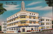 THE ESSEX HOUSE HOTEL MIAMI BEACH FL.  Vintage MCM Deco LINEN  POSTCARD picture