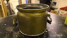 325M Vtg Antq Cooking 4Qt Pot Brass w/Copper Bottom Wood Handles No Lid EXC picture
