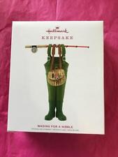 Hallmark Keepsake Ornament 2019 Wading for a Nibble fishing waders Fly Fish rod picture