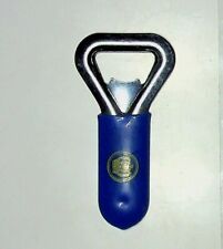 VINTAGE NEW ENGLAND CROWN BLUE PLASTIC METAL BOTTLE OPENER 3 1/2 INCHES LONG picture