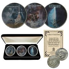 1977 Star Wars Trilogy Orginal Movies 3-Coin Set 1977 IKE U.S. $1 Dollars w/ BOX picture