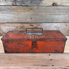 Vintage Rare Amtrak Train Blood Red Tool Box Patina Distressed picture