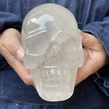 4.07LB TOP Natural clear quartz hand carved crystal skull gem reiki healing picture